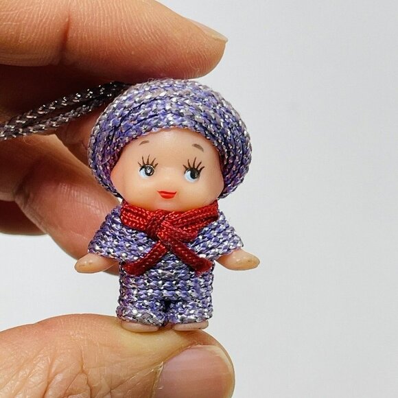 Kewpie Doll Figure Strap Hangtag Cord Purple Wrap Clothes Charm Hang Japan Small - Picture 1 of 9